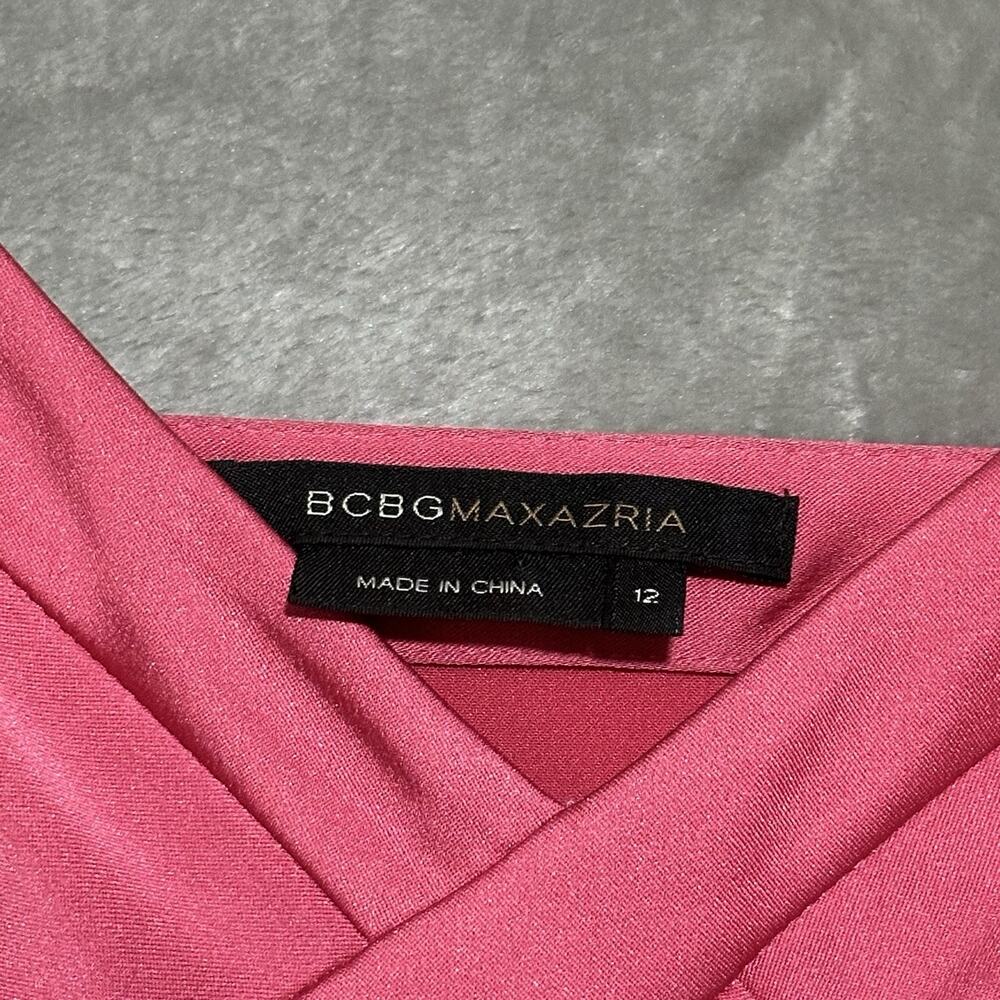 Y2K BCBG Maxazria Babydoll Mini Dress Womens Size 12 Pink Coquette Romantic - Picture 3 of 9